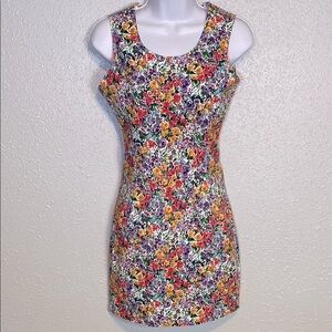 Express Vintage 90’s Floral Sheath Mini Dress With Buttons Down The Back